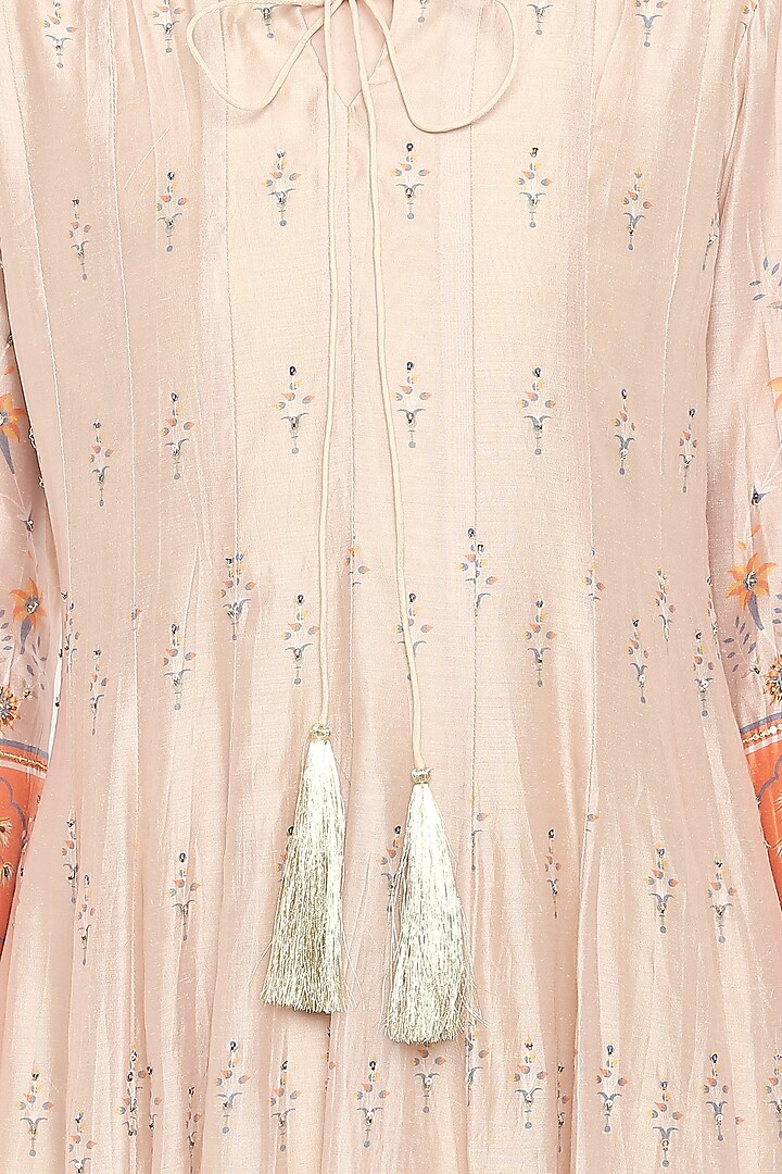 Orange & Beige Embroidered Printed Party Wear Anarkali With Dupatta by Soup by Sougat Paul at Pernia's Pop Up Shop
