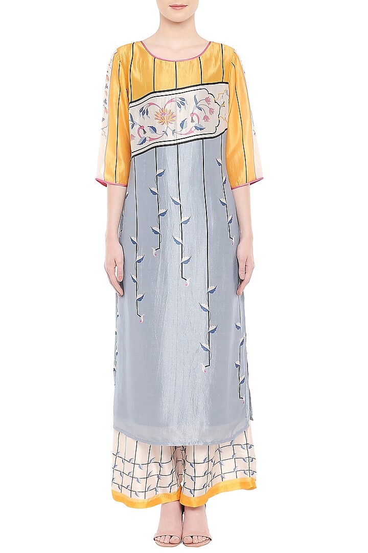 Multi Colored Embroidered Kurta With Palazzo Pants by Soup by Sougat Paul