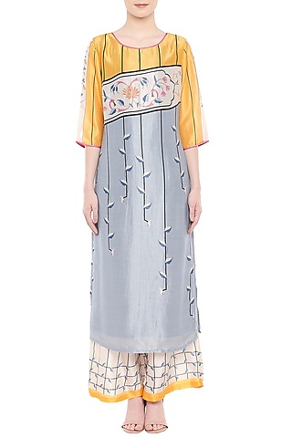Multi Colored Embroidered Kurta With Palazzo Pants by Soup by Sougat Paul