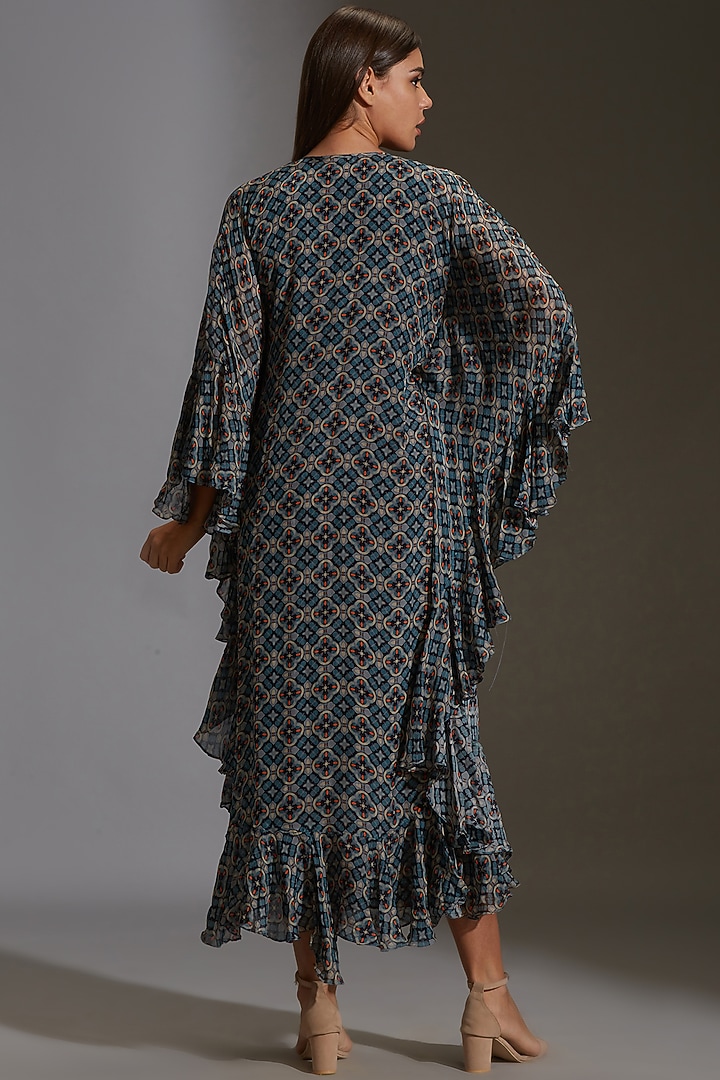 Midnight Blue Printed Top With Vacation Dress by Soup By Sougat Paul at Pernia's Pop Up Shop