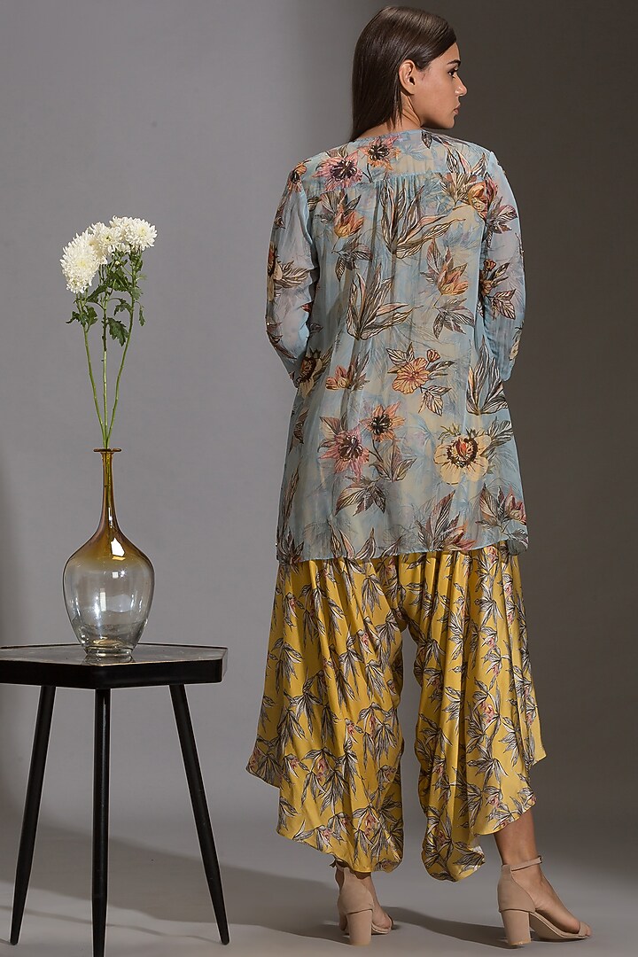 Yellow Printed Jumpsuit With Jacket by Soup By Sougat Paul at Pernia's Pop Up Shop