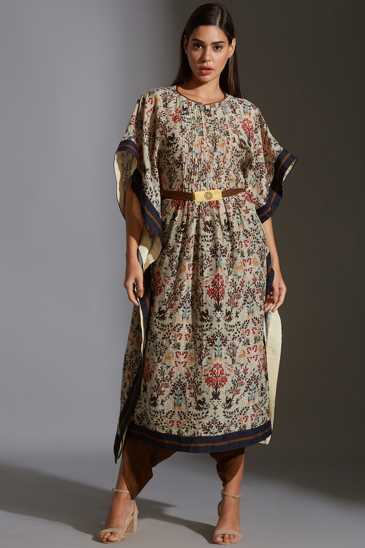 Beige Printed Dhoti Pant Set by Soup By Sougat Paul at Pernia's Pop Up Shop