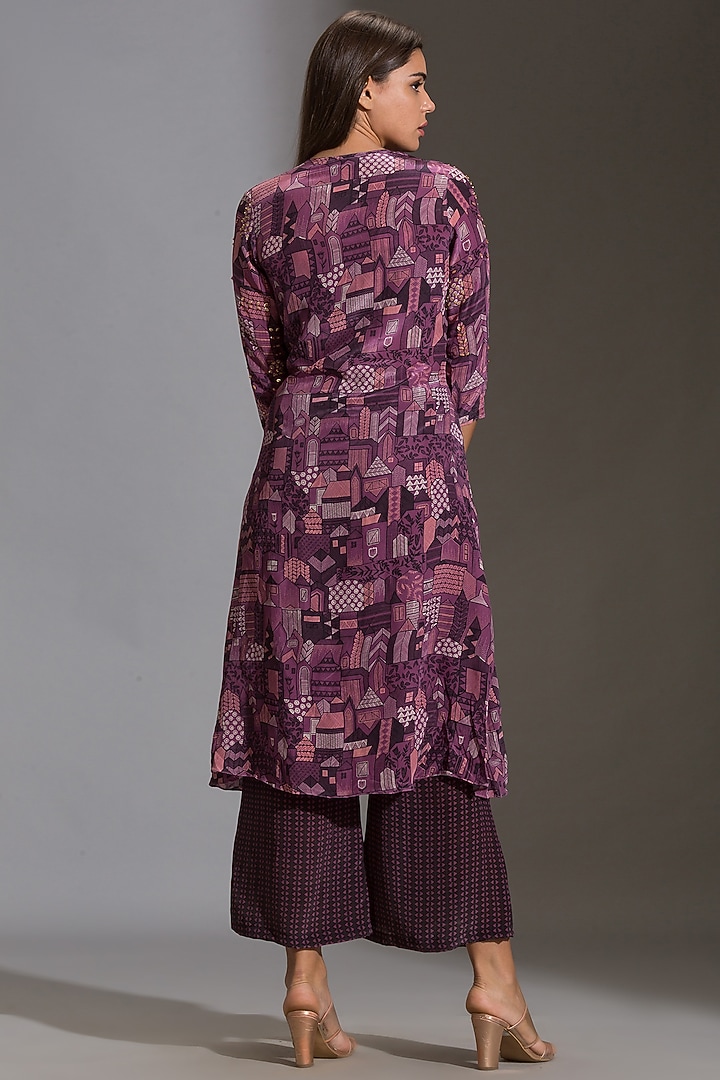 Purple Printed Pant Set by Soup By Sougat Paul at Pernia's Pop Up Shop