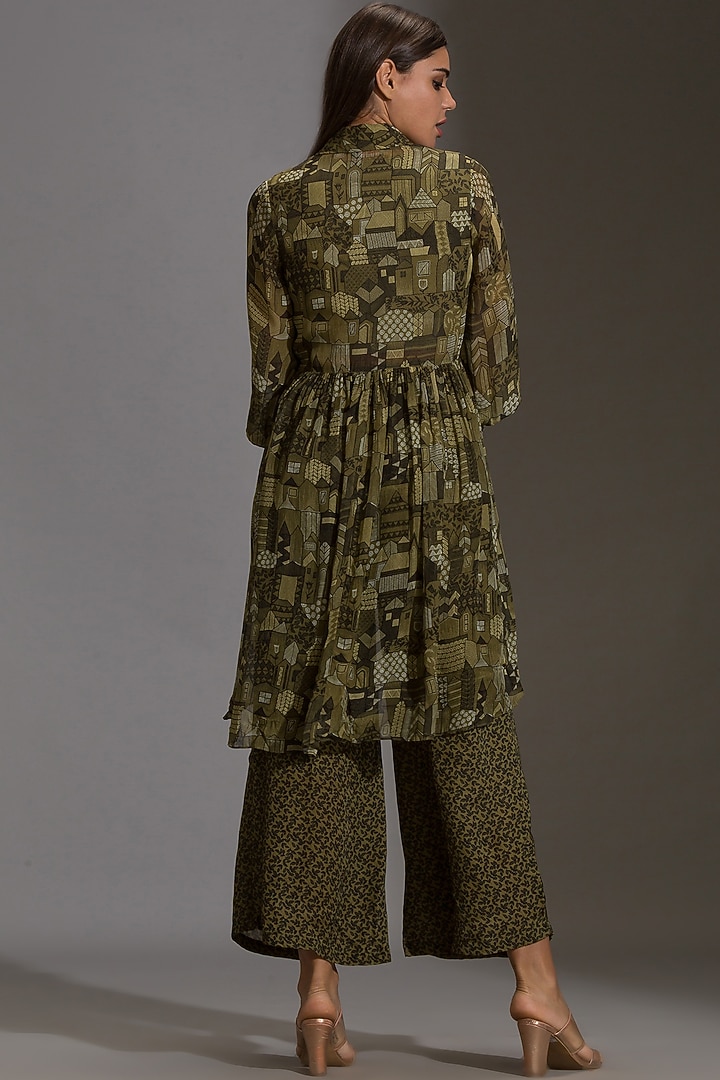 Olive Green Printed Pant Set by Soup By Sougat Paul at Pernia's Pop Up Shop