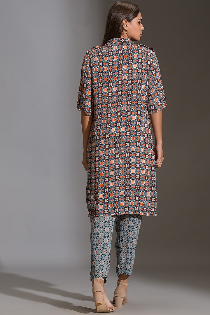 Midnight Blue Printed Kurta Set by Soup By Sougat Paul at Pernia's Pop Up Shop