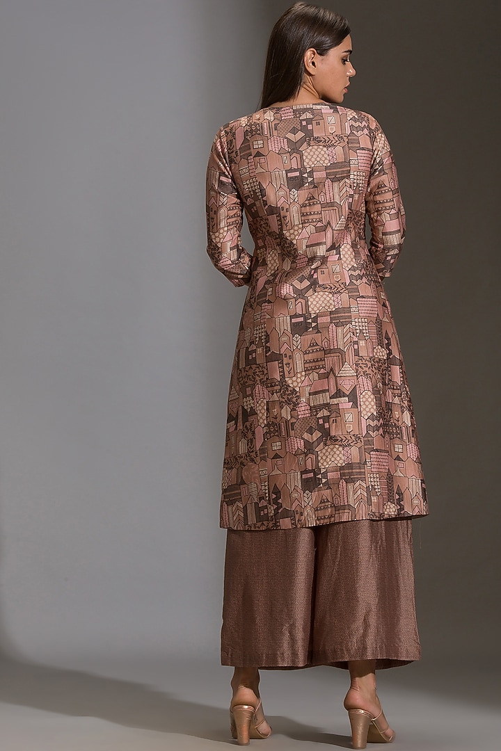 Beige Printed Paneled Kurta Set by Soup By Sougat Paul at Pernia's Pop Up Shop