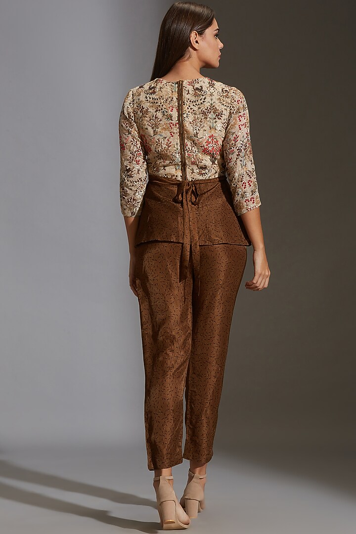 Beige Printed Pant Set by Soup By Sougat Paul at Pernia's Pop Up Shop