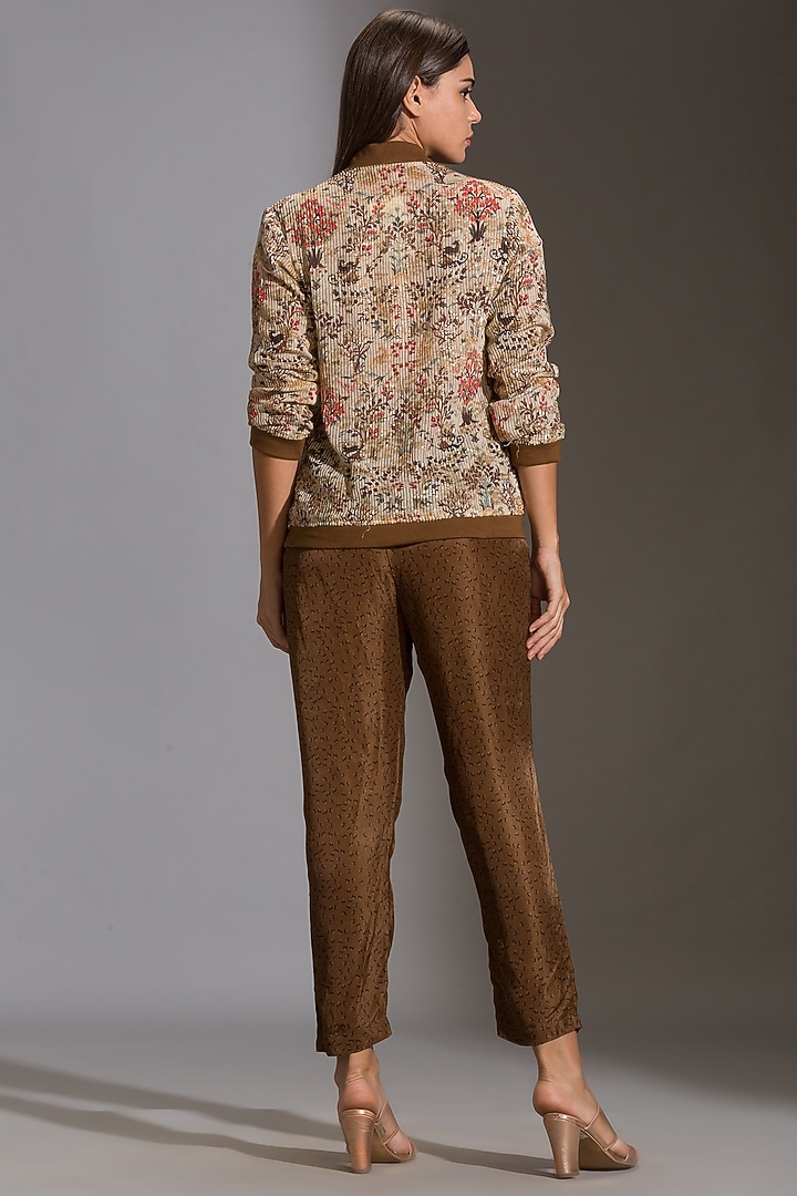 Beige Printed Straight Pant Set by Soup By Sougat Paul at Pernia's Pop Up Shop