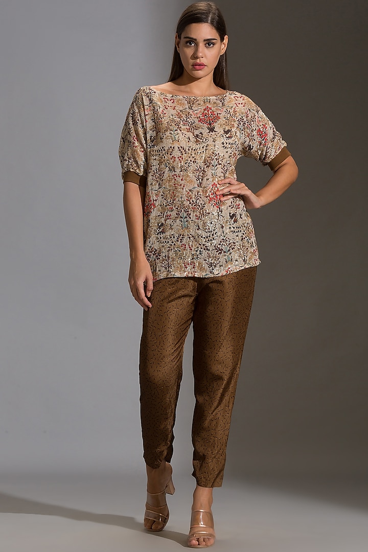 Beige Pant Set With Print by Soup By Sougat Paul