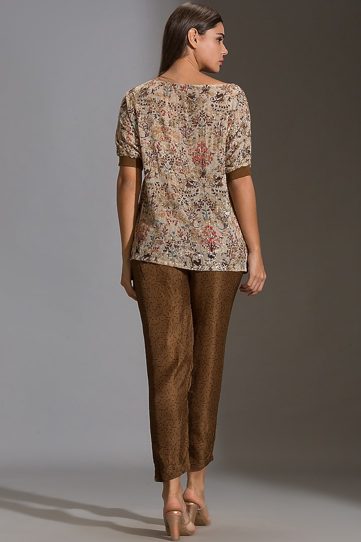 Beige Pant Set With Print by Soup By Sougat Paul at Pernia's Pop Up Shop