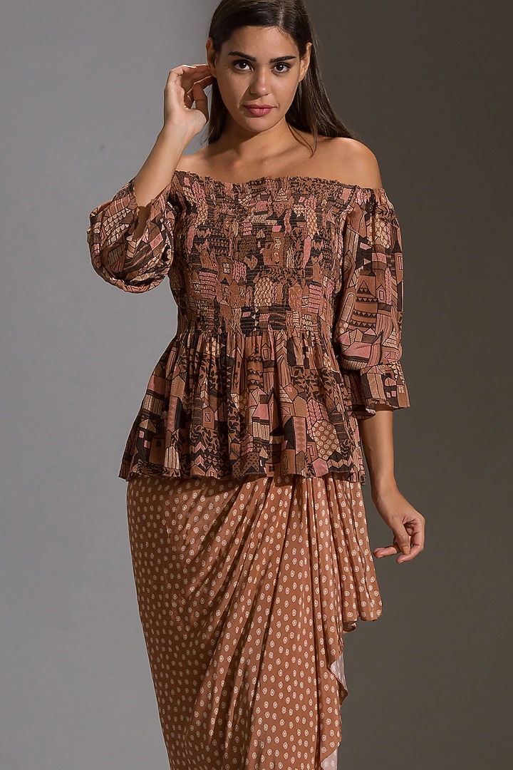 Pink Printed Dhoti Skirt Set by Soup by Sougat Paul at Pernia's Pop Up Shop