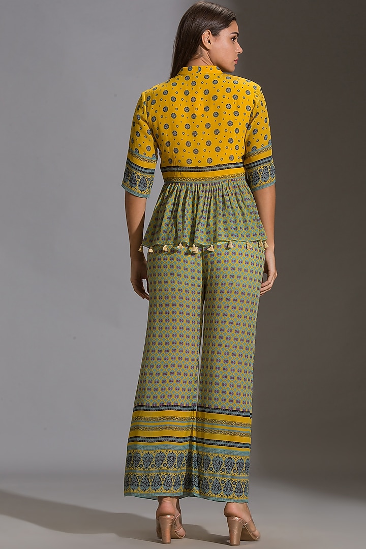Yellow & Green Printed Pant Set by Soup by Sougat Paul at Pernia's Pop Up Shop