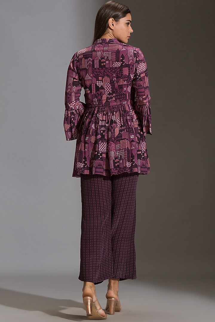 Purple Printed Pant Set by Soup by Sougat Paul at Pernia's Pop Up Shop