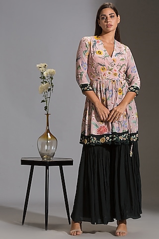Blush Pink Printed Kurta Set by Soup by Sougat Paul