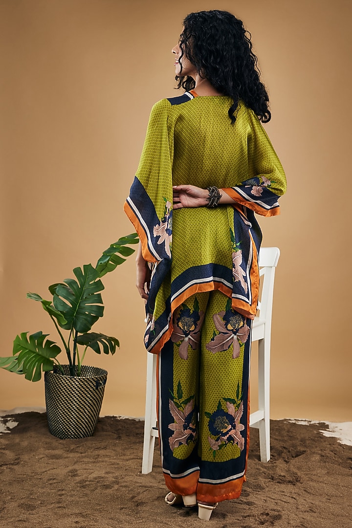 Green Cotton Silk Printed Palazzo Pant Set by Soup by Sougat Paul at Pernia's Pop Up Shop