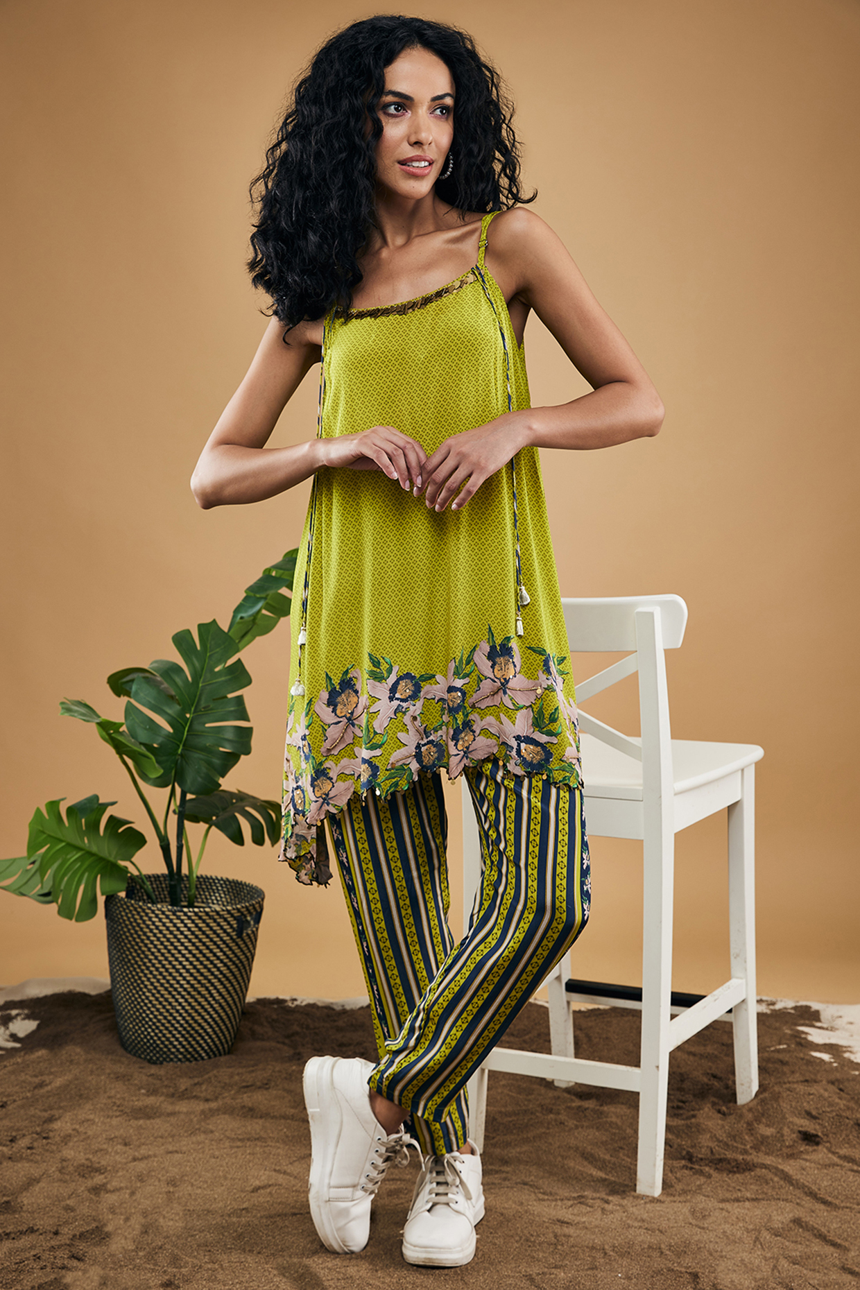 Green Crepe Pant Set by Soup by Sougat Paul at Pernia's Pop Up Shop