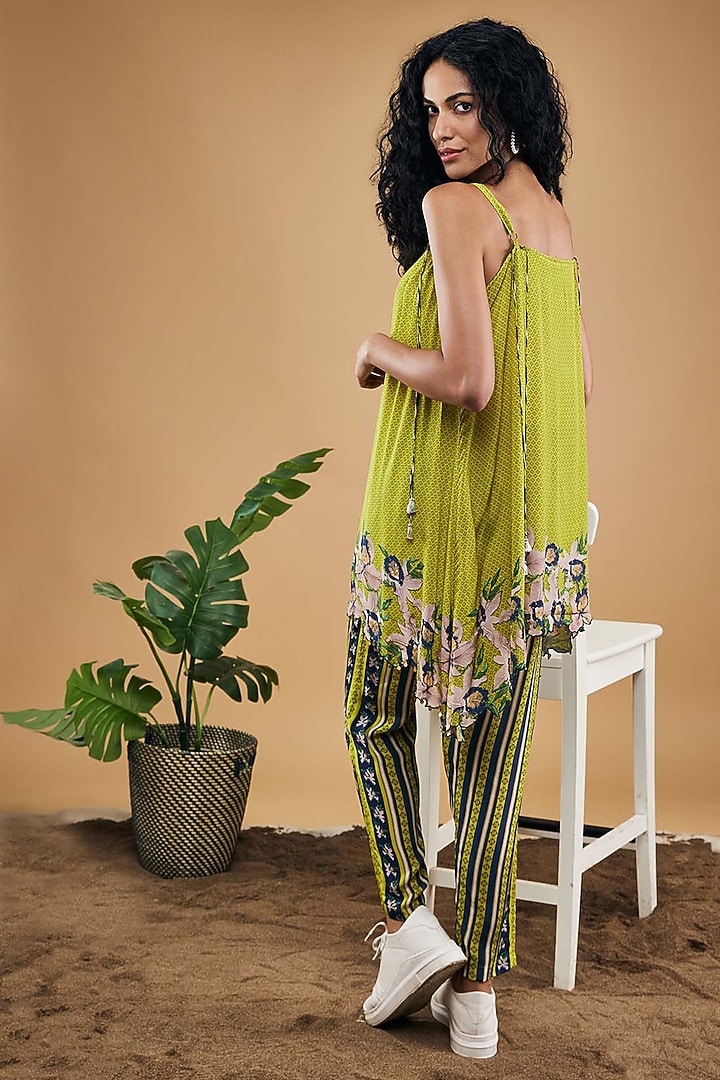 Green Crepe Pant Set by Soup by Sougat Paul at Pernia's Pop Up Shop