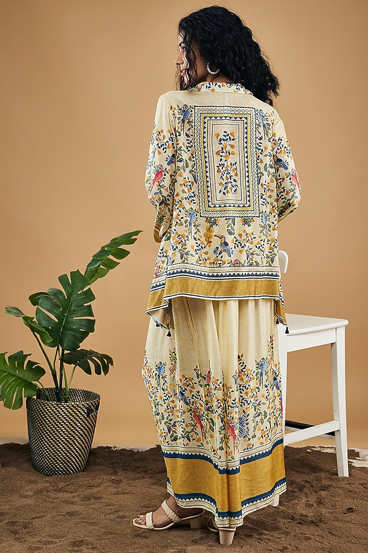 Yellow Cotton Silk Embellished Palazzo Pant Set by Soup by Sougat Paul at Pernia's Pop Up Shop