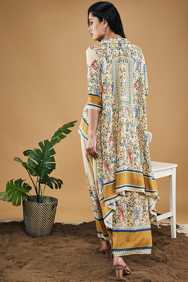 Yellow Cotton Silk Printed Pant Set by Soup by Sougat Paul at Pernia's Pop Up Shop