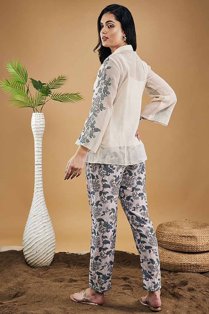 Ivory Handloom Net & Linen Co-Ord Set by Soup by Sougat Paul at Pernia's Pop Up Shop