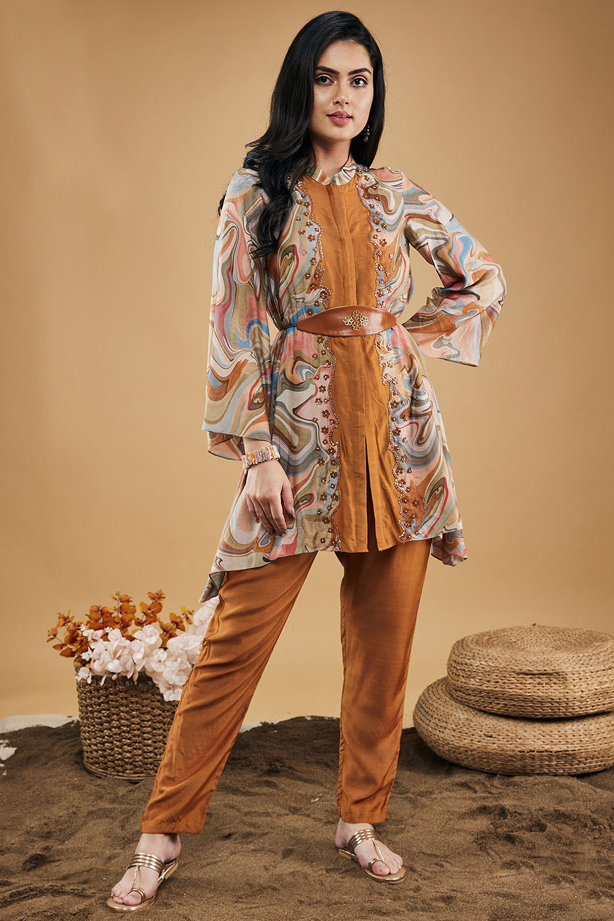 Multi-Colored Cotton Silk Printed Co-Ord Set by Soup by Sougat Paul at Pernia's Pop Up Shop