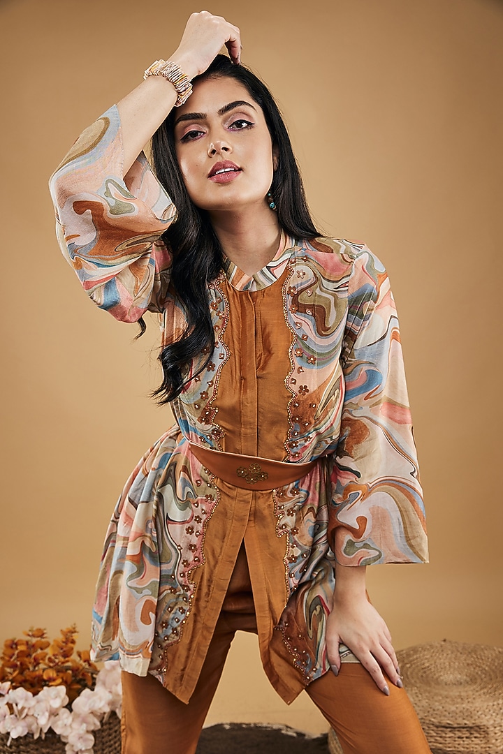 Multi-Colored Cotton Silk Printed Co-Ord Set by Soup by Sougat Paul at Pernia's Pop Up Shop
