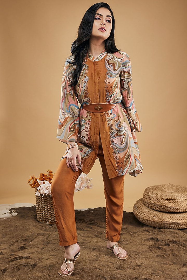 Multi-Colored Cotton Silk Printed Co-Ord Set by Soup by Sougat Paul at Pernia's Pop Up Shop