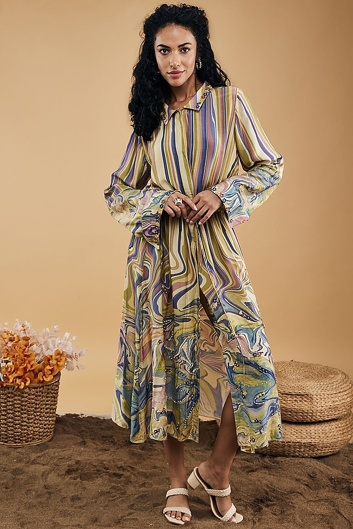 Multi-Colored Cotton Silk Printed Summer Dress by Soup by Sougat Paul at Pernia's Pop Up Shop