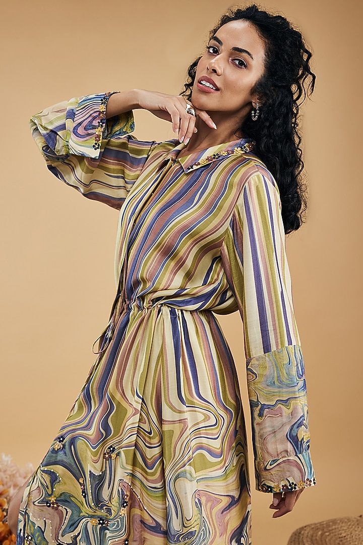 Multi-Colored Cotton Silk Printed Summer Dress by Soup by Sougat Paul at Pernia's Pop Up Shop