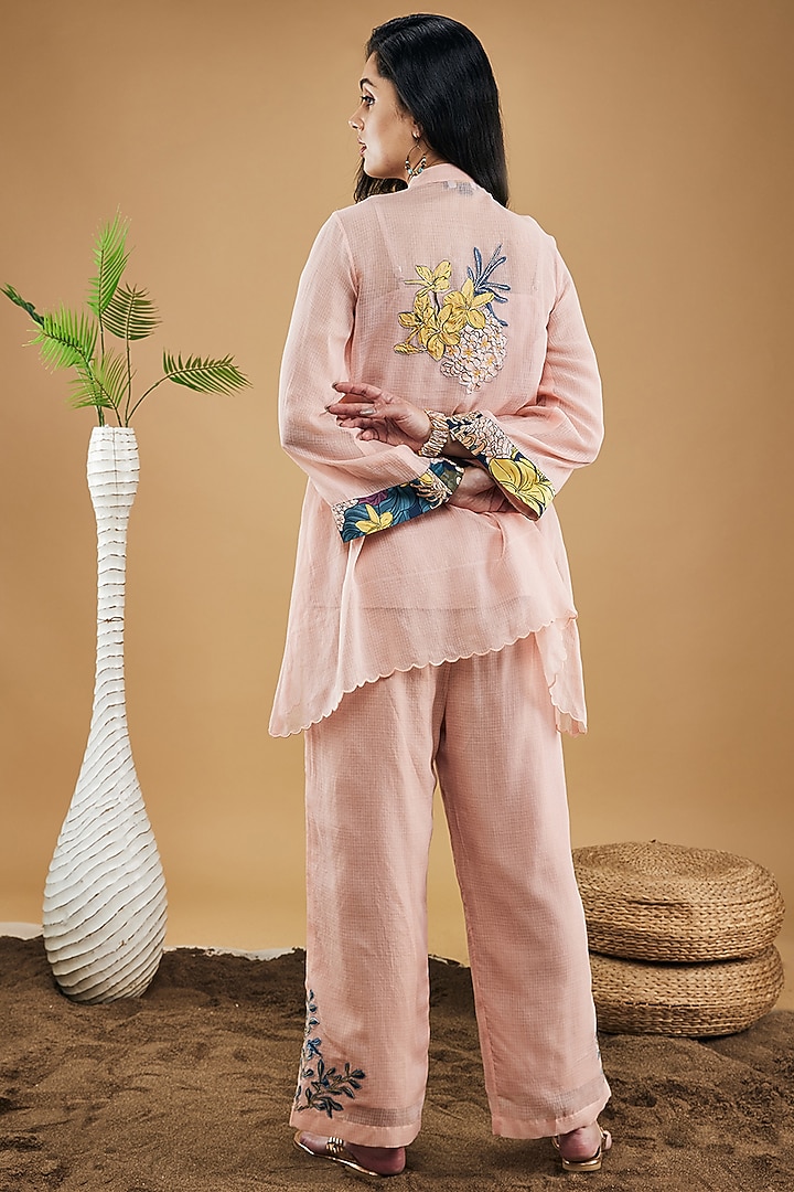 Peach Handloom Cotton Co-Ord Set by Soup by Sougat Paul at Pernia's Pop Up Shop