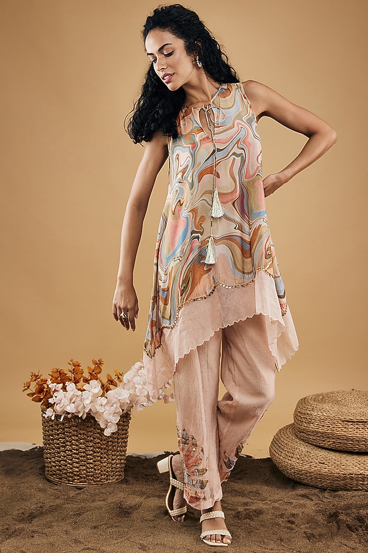 Multi-Colored Cotton Silk & Handloom Cotton Printed Co-Ord Set by Soup by Sougat Paul at Pernia's Pop Up Shop