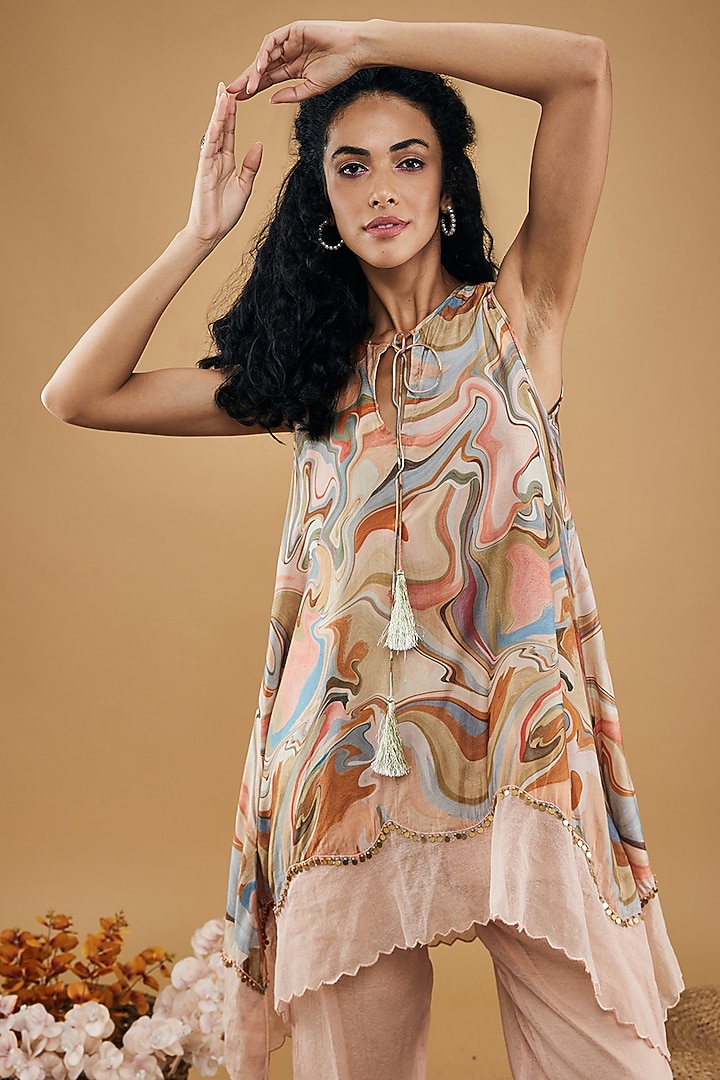 Multi-Colored Cotton Silk & Handloom Cotton Printed Co-Ord Set by Soup by Sougat Paul at Pernia's Pop Up Shop