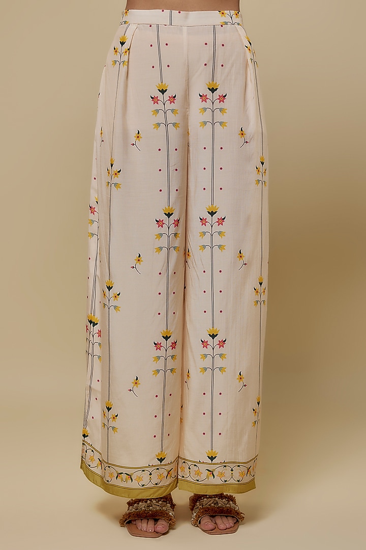 Light Blue & Beige Cotton Silk Printed Co-Ord Set by Soup by Sougat Paul at Pernia's Pop Up Shop