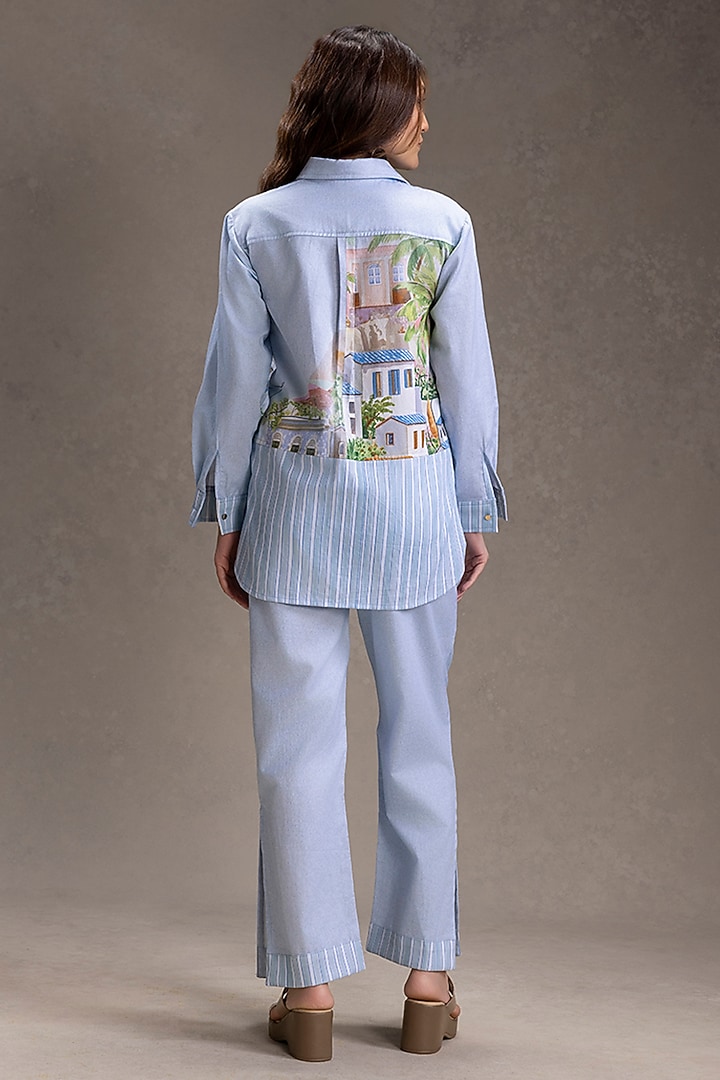 Blue Cotton Twill Printed Co-Ord Set by Soup by Sougat Paul at Pernia's Pop Up Shop