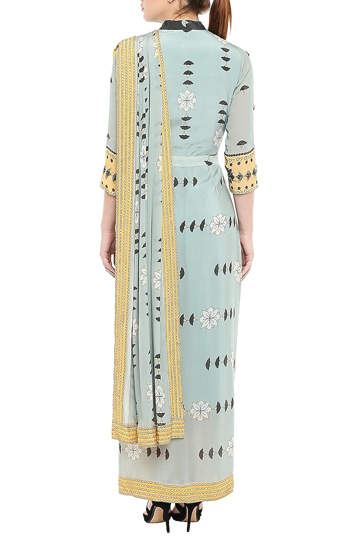 Multi Colored Crepe Printed Embroidered Drape Party Wear Saree by Soup by Sougat Paul at Pernia's Pop Up Shop