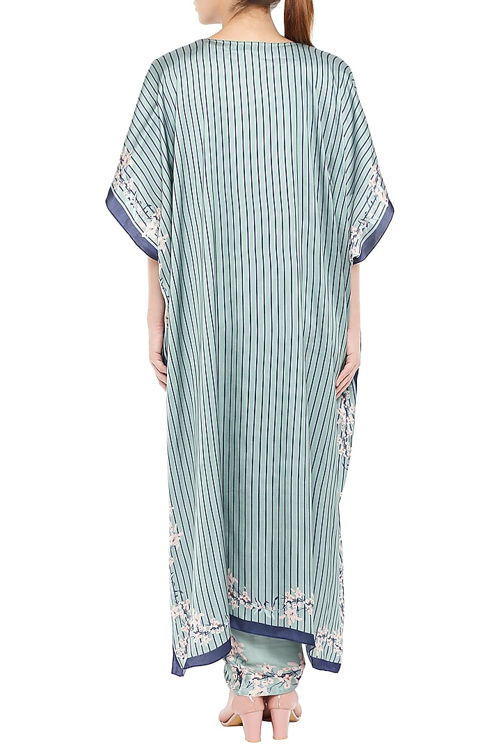 Blue & Pink Printed Drape Vacation Dress With Long Cape by Soup by Sougat Paul at Pernia's Pop Up Shop