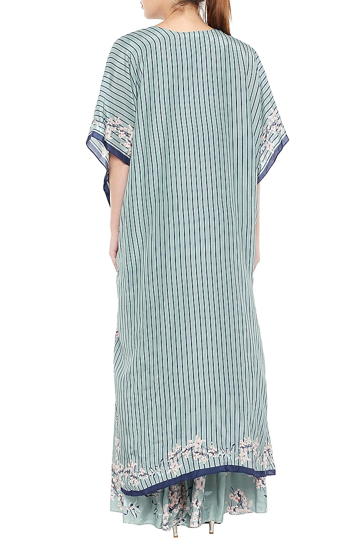 Blue & Pink Printed Cape Jacket With Jumpsuit by Soup by Sougat Paul at Pernia's Pop Up Shop