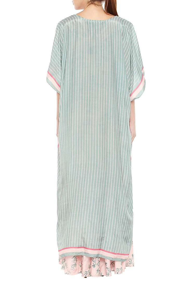 Blue Printed Cape Jumpsuit With Baby Pink Sharara Jumpsuit by Soup by Sougat Paul at Pernia's Pop Up Shop