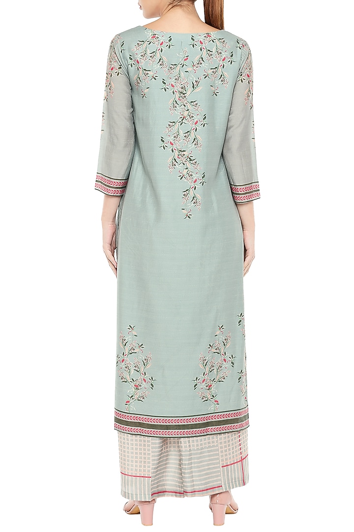 Blue & Pink Printed Kurta With Palazzo Pants by Soup by Sougat Paul at Pernia's Pop Up Shop