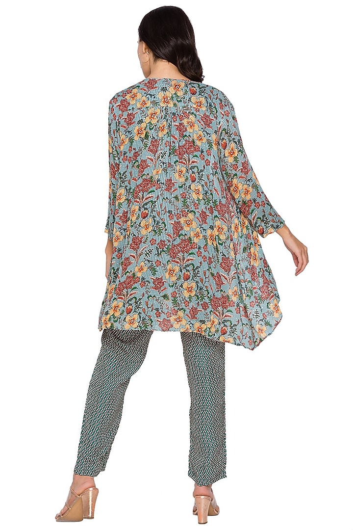 Green Printed Jumpsuit With Cape by Soup by Sougat Paul at Pernia's Pop Up Shop