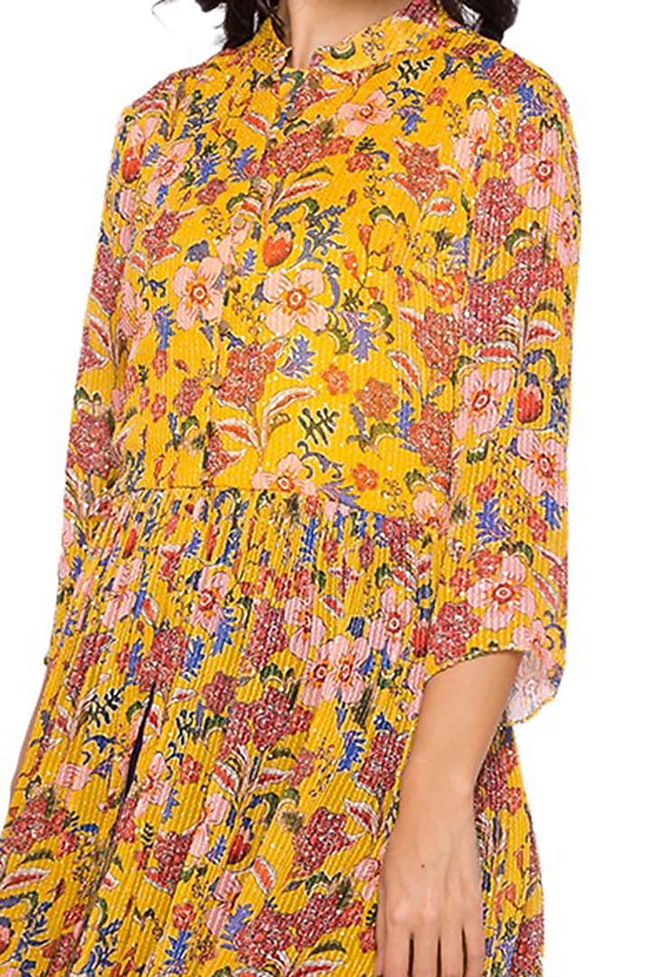 Yellow & Navy Blue Printed Sharara Set by Soup by Sougat Paul at Pernia's Pop Up Shop