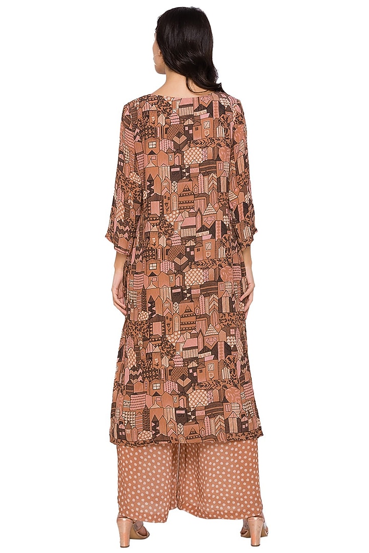 Beige Printed Kurta Set by Soup by Sougat Paul at Pernia's Pop Up Shop