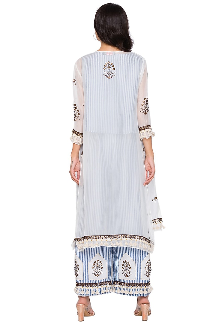 Powder Blue Printed Pant Set by Soup by Sougat Paul at Pernia's Pop Up Shop