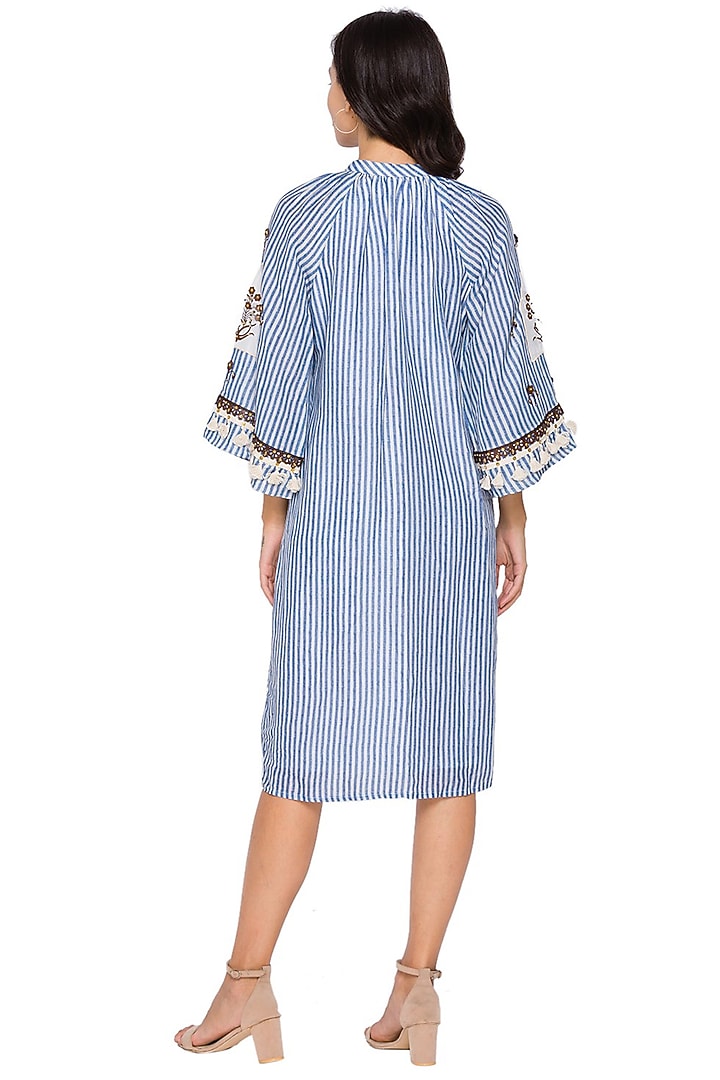 Powder Blue Embroidered Short Summer Dress by Soup by Sougat Paul at Pernia's Pop Up Shop
