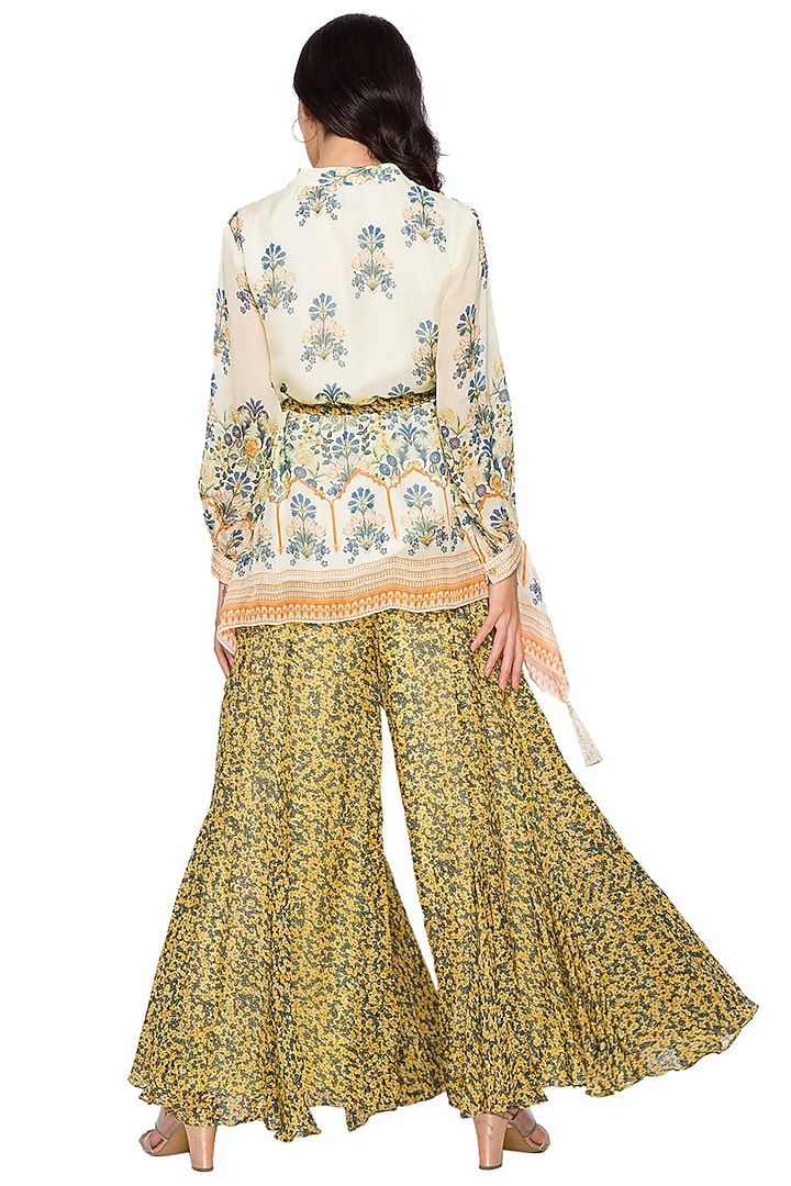 Lemon Yellow Printed Party Wear Sharara Set by Soup by Sougat Paul at Pernia's Pop Up Shop