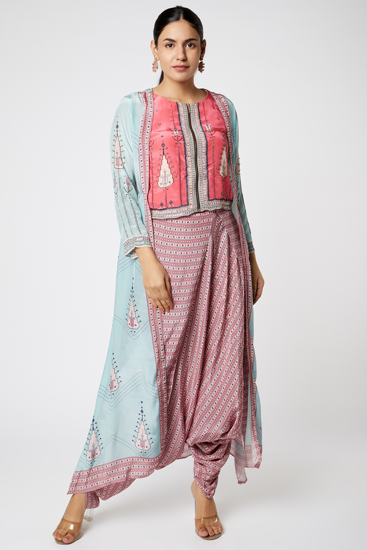 Fuchsia Zardosi Embroidered Dhoti Set by Soup by Sougat Paul