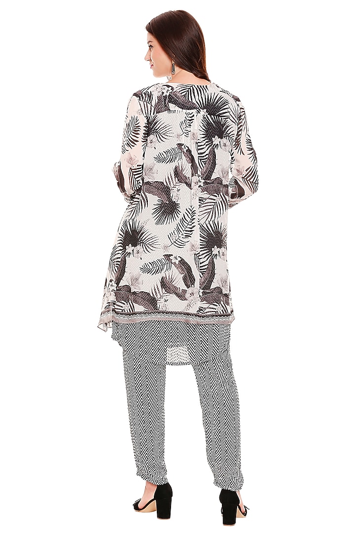 Black & Off White Printed Jacket Set by Soup by Sougat Paul at Pernia's Pop Up Shop
