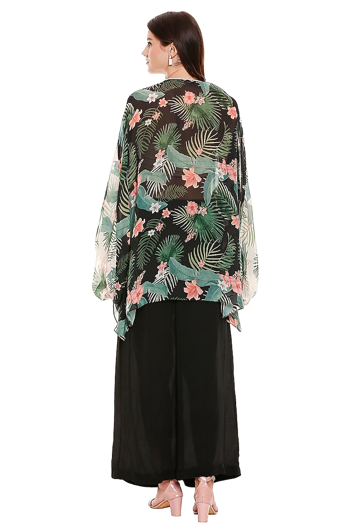 Black & Off White Printed Top With Pants & Belt by Soup by Sougat Paul at Pernia's Pop Up Shop