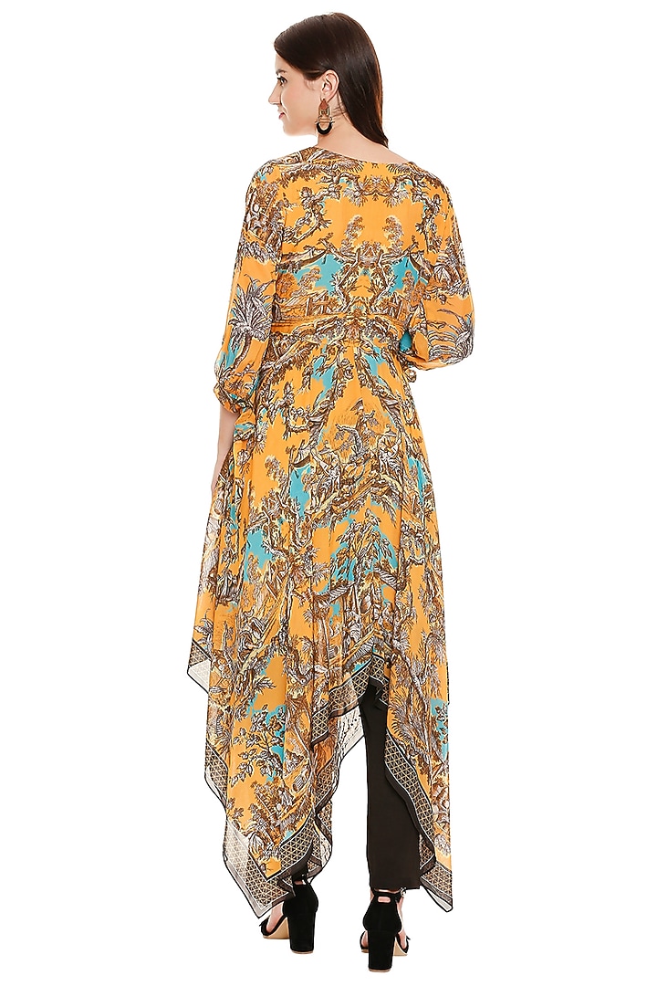 Mustard Yellow Printed Top With Pants by Soup by Sougat Paul at Pernia's Pop Up Shop