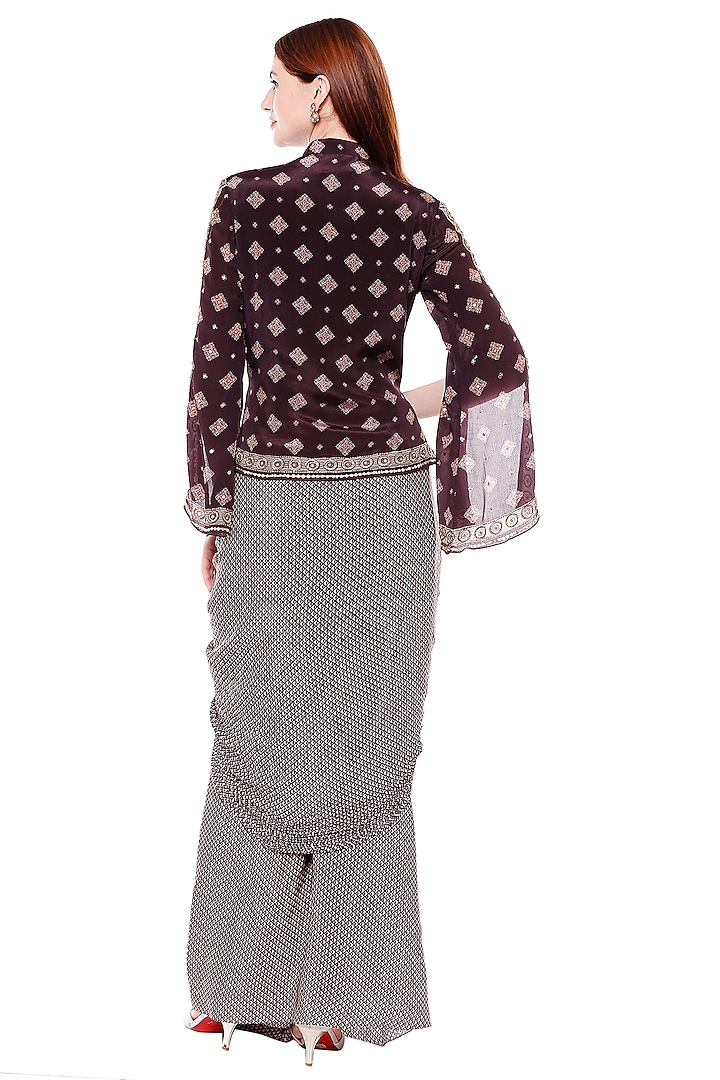 Brown Printed Skirt Set by Soup by Sougat Paul at Pernia's Pop Up Shop